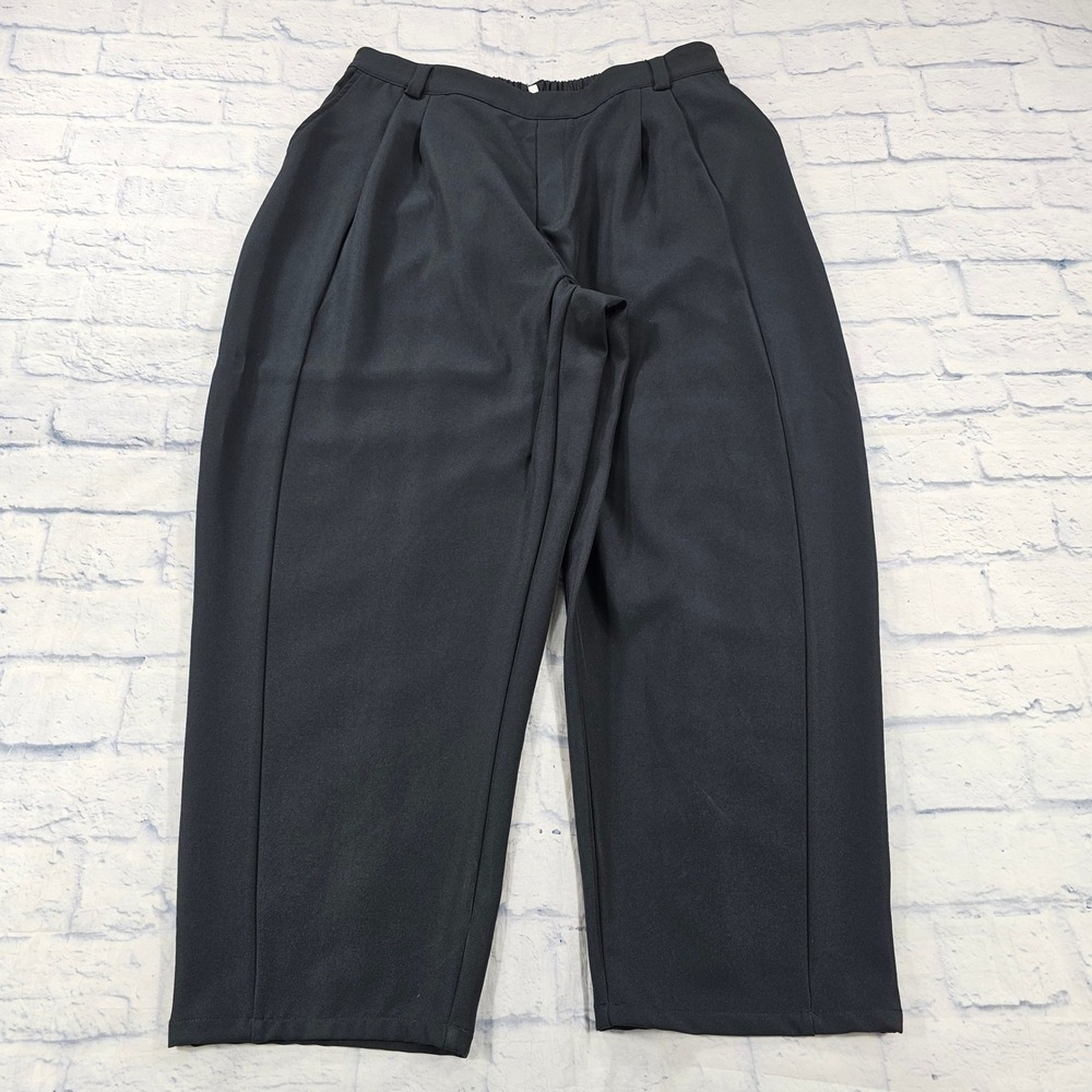 Halara Wide Leg Trousers Women XL Tall Black Elastic Waist Tapered Casual Slacks